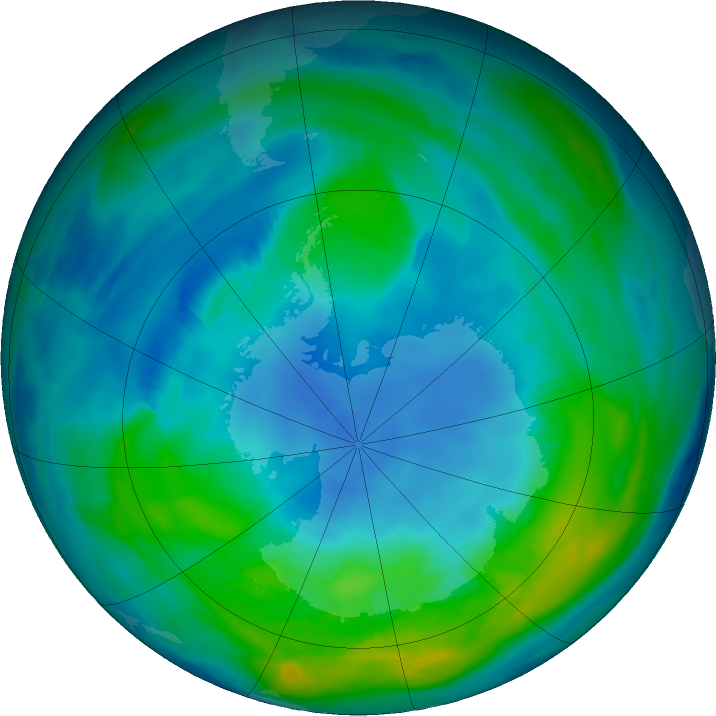 Antarctic ozone map for 04 May 2018